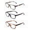 RACHEL Rachel Roy 3 Pack Reading Glasses, Square Frames in Black, Animal Print and Tortoiseshell, 2.00 Diopter